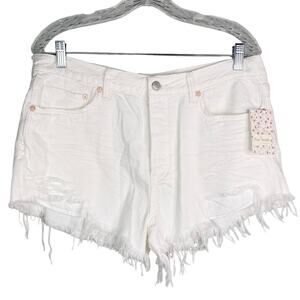 Free People We The Free Loving Good Vibrations Cutoffs 31 Spring White New
